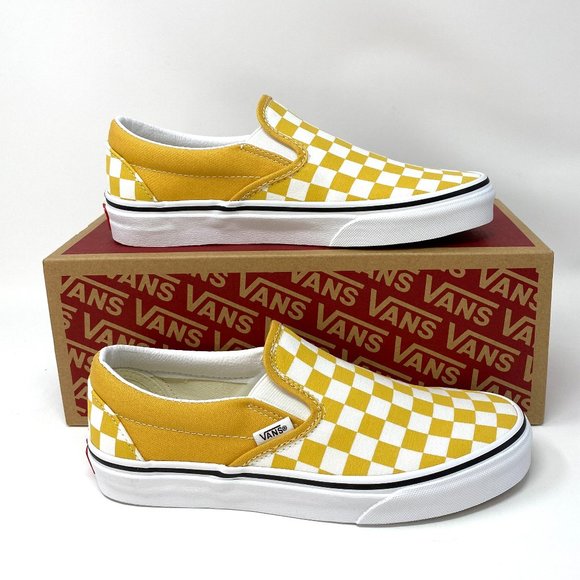 VANS Classic Slip-On Checkerboard Ochre Yellow Men's Sneakers Size VN0A38F7QCP - Picture 2 of 10